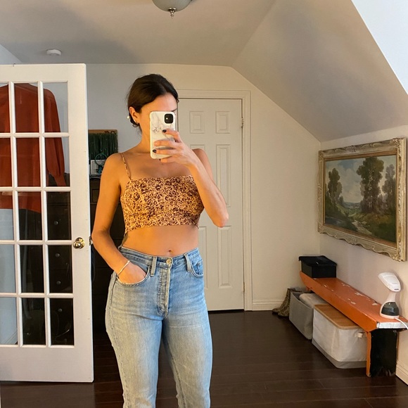 Leopard print Wilford Aritzia crop shirt - Picture 1 of 3